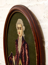 Load image into Gallery viewer, Vintage Framed Colonial Gentleman Needlepoint Portrait
