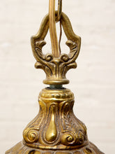 Load image into Gallery viewer, Pair of Vintage Faceted Glass Globe Pendant Lights with Ornate Brass Caps