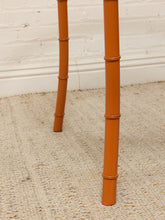 Load image into Gallery viewer, Vintage Bamboo-Style Orange Round Dining Table with Glass Top
