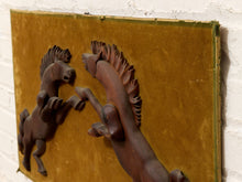 Load image into Gallery viewer, Vintage Mid-Century Carved Wood Running Horses Wall Sculpture