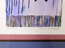 Load image into Gallery viewer, Lavender Stroll Framed Figurative Print with Blue and Pink Matting