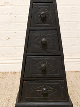 Load image into Gallery viewer, Vintage Asian Carved Wood Pagoda Jewelry Chest with Drawers