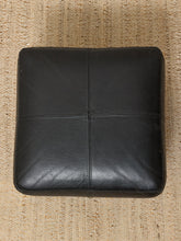 Load image into Gallery viewer, Vintage Black Leather Patchwork Cube Ottoman