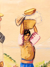 Load image into Gallery viewer, Framed Folk Art Market Women Landscape Painting