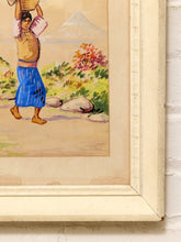 Load image into Gallery viewer, Framed Folk Art Market Women Landscape Painting