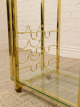 Load image into Gallery viewer, Vintage Hollywood Regency Brass Bar Cart with Glass Shelves