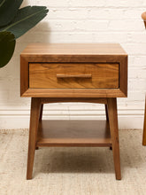 Load image into Gallery viewer, Mid-Century Modern Walnut Nightstand with Single Drawer