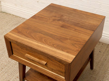 Load image into Gallery viewer, Mid-Century Modern Walnut Nightstand with Single Drawer