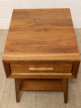 Load image into Gallery viewer, Mid-Century Modern Walnut Nightstand with Single Drawer