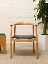 Load image into Gallery viewer, Modern Sculptural Oak Horseshoe Armchair with Black Seat
