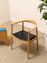 Load image into Gallery viewer, Modern Sculptural Oak Horseshoe Armchair with Black Seat