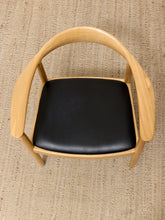 Load image into Gallery viewer, Modern Sculptural Oak Horseshoe Armchair with Black Seat