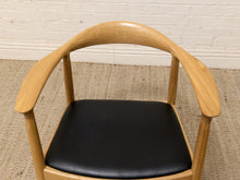 Load image into Gallery viewer, Modern Sculptural Oak Horseshoe Armchair with Black Seat