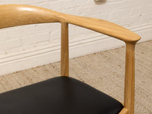 Load image into Gallery viewer, Modern Sculptural Oak Horseshoe Armchair with Black Seat