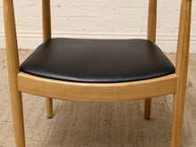 Load image into Gallery viewer, Modern Sculptural Oak Horseshoe Armchair with Black Seat