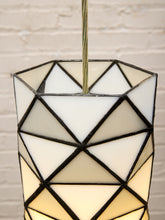 Load image into Gallery viewer, Pair of Vintage Geometric Stained Glass Hanging Pendant Lights