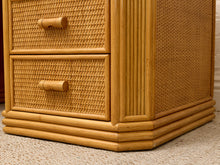 Load image into Gallery viewer, Vintage Coastal Rattan Writing Desk with Woven Drawer Fronts