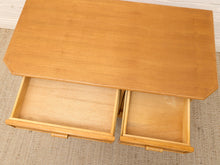 Load image into Gallery viewer, Vintage Coastal Rattan Writing Desk with Woven Drawer Fronts