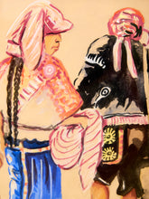 Load image into Gallery viewer, Framed Market Figures Artwork in the Manner of Alfredo Gálvez Suárez