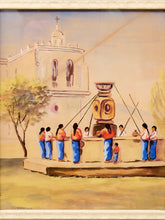 Load image into Gallery viewer, Framed Village Fountain Scene in the Manner of Alfredo Gálvez Suárez