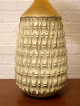 Load image into Gallery viewer, Vintage Brutalist Textured Ceramic Table Lamp with Geometric Relief
