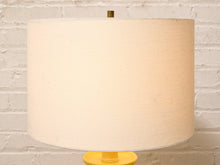 Load image into Gallery viewer, Vintage Olive Green Ceramic Column Table Lamp with Drum Shade
