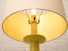 Load image into Gallery viewer, Vintage Olive Green Ceramic Column Table Lamp with Drum Shade