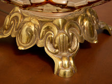 Load image into Gallery viewer, Vintage Faceted Glass Globe Table Lamp with Brass Base and Pleated Shade