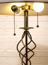 Load image into Gallery viewer, Vintage Sculptural Spiral Ribbon Table Lamp with Smoked Glass Base