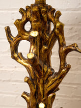 Load image into Gallery viewer, Gilded Tree Trunk Table Lamp with Leopard Print Shade and Black Base
