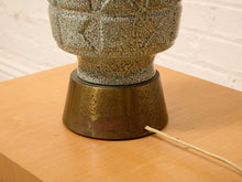 Load image into Gallery viewer, Vintage Mid-Century Crackle Glaze Ceramic Table Lamp with Brass Base