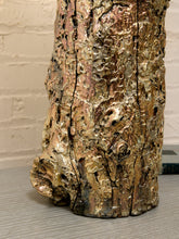 Load image into Gallery viewer, Vintage Organic Modern Tree Trunk Table Lamp with Black Drum Shade