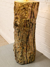 Load image into Gallery viewer, Vintage Organic Modern Tree Trunk Table Lamp with Black Drum Shade