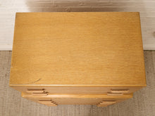 Load image into Gallery viewer, Vintage Art Deco Blonde Wood Highboy Dresser with Carved Detail