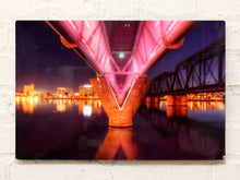 Load image into Gallery viewer, Pink Apex Architectural Night Photography Print with Neon Bridge