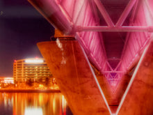 Load image into Gallery viewer, Pink Apex Architectural Night Photography Print with Neon Bridge