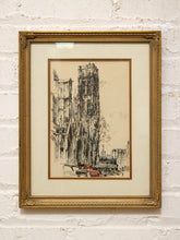 Load image into Gallery viewer, Vintage Framed French Cathedral Architectural Street Scene