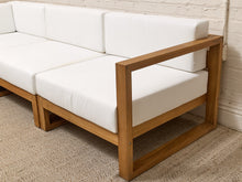 Load image into Gallery viewer, Modern Outdoor Wood Frame Sectional Sofa with White Cushions