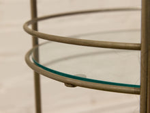 Load image into Gallery viewer, Vintage Three-Tier Metal & Glass Round Side Table