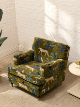 Load image into Gallery viewer, Vintage 1960s Lounge Chair Newly Reupholstered in Jungle Velvet