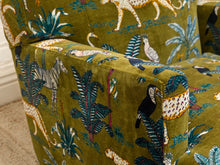 Load image into Gallery viewer, Vintage 1960s Lounge Chair Newly Reupholstered in Jungle Velvet