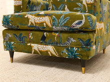 Load image into Gallery viewer, Vintage 1960s Lounge Chair Newly Reupholstered in Jungle Velvet