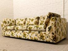 Load image into Gallery viewer, Vintage 1970s Floral Velvet Sofa in Olive & Gold