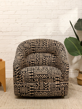 Load image into Gallery viewer, Vintage Postmodern Geometric Club Chair in Black & Tan