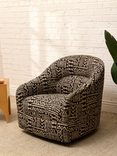 Load image into Gallery viewer, Vintage Postmodern Geometric Club Chair in Black & Tan