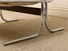 Load image into Gallery viewer, 70s Style Chrome Lounge Chair in White Corduroy