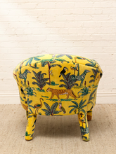 Load image into Gallery viewer, Vintage Postmodern Yellow Jungle Print Barrel Lounge Chair
