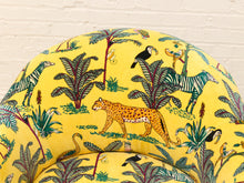 Load image into Gallery viewer, Vintage Postmodern Yellow Jungle Print Barrel Lounge Chair