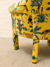 Load image into Gallery viewer, Vintage Postmodern Yellow Jungle Print Barrel Lounge Chair