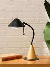 Load image into Gallery viewer, Vintage Postmodern Black & Wood Cone Desk Lamp